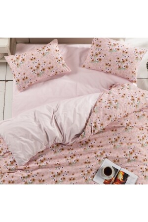 Çiçek Dünyası Double Sided Pink Double Sheet Cotton Duvet Cover Set NallsÇiçek2023 - 5