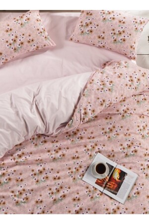 Çiçek Dünyası Double Sided Pink Double Sheet Cotton Duvet Cover Set NallsÇiçek2023 - 6