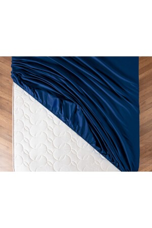 Ciel King Size elastisches Satin-Bettlaken – Marineblau - 1