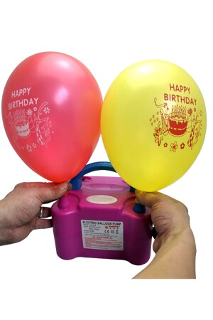Çift Çıkışlı Balon Şişirme Makinası- Elektrikli Balon Pompası 73005 Pembe Mavi - 4