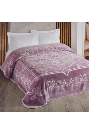 Çift Kişilik Battaniye Düz Renk Lila 5516-71308333 - Kristal