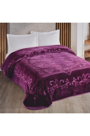 Çift Kişilik Battaniye Düz Renk Mürdüm 5516-71308335 - Kristal