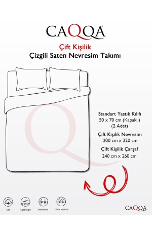 Çift Kişilik Çizgili Saten Otel Nevresim Takımı - 6