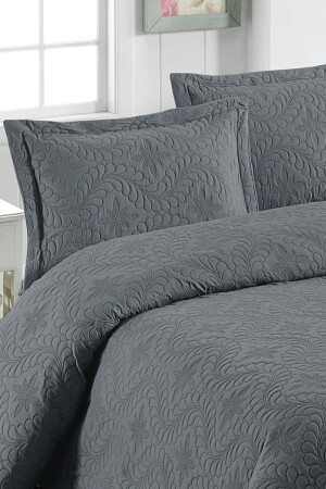 Çift Kişilik Microfiber Kapitone Yatak Örtüsü Ivy Antrasit - 3