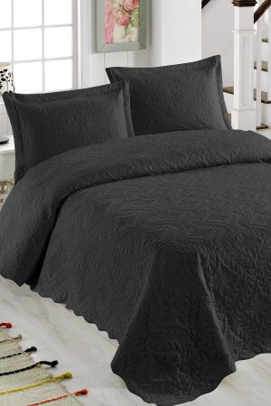 Çift Kişilik Microfiber Kapitone Yatak Örtüsü Ivy Siyah - 2