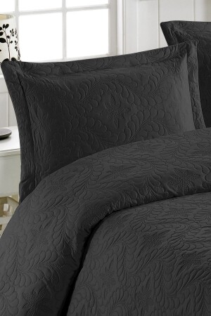 Çift Kişilik Microfiber Kapitone Yatak Örtüsü Ivy Siyah - 5