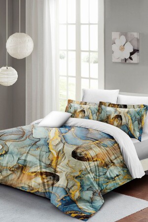 مجموعة غطاء الملفوفة المزدوجة من MNZ المنسوجة بشكل وثيق القطن ساتين 3D تصميم خاص الرخام الوهمي (بدون أوراق) PERLAS - PerlaSera