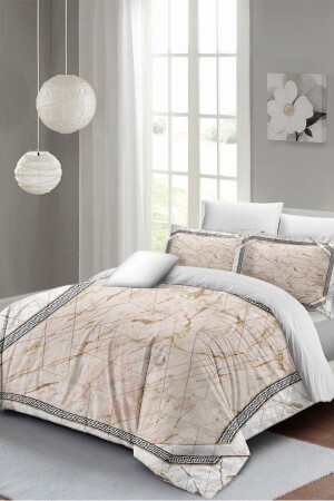 Çift Kişilik Nevresim Seti Sık Dokuma Pamuk Saten 3d Özel Tasarım Pink Marble(çarşafsızdır) PERLASERA26547 - PerlaSera