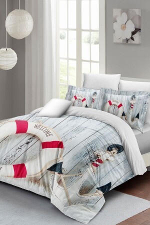 Çift Kişilik Nevresim Seti Sık Dokuma Pamuk Saten 3d Özel Tasarım Sea Anchor (çarşafsızdır) PERLASERA26783 - PerlaSera