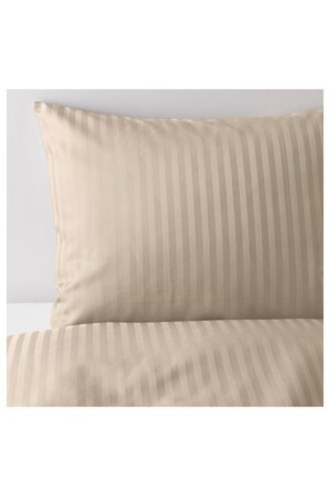 Doppelbett-Bettbezug-Set, hellbeige, gestreift, Meridyendukkan, 240 x 220/50 x 60 cm, Baumwolle, beige Bettbezug ohne Laken - IKEA