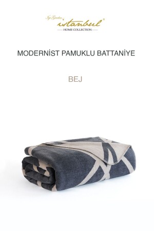 Çift Kişilik Pamuklu Battaniye Modernist Bej - 2