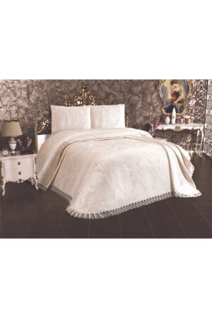 Çift Kişilik Pike Takımı Krem - Berfin - Çt Çeyizci Tekstil