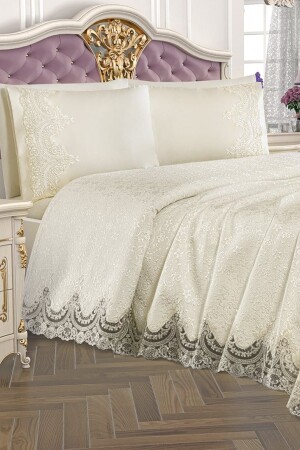 MNZ-Double Princess Pique Set 6 قطع كريم PKE-25885 - Dekoreko