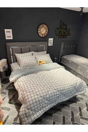 Çift Kişilik Welsoft Pufidik Uyku Seti (LASTİKLİ ÇARŞAFLI) Kare Beyaz - Violacasa