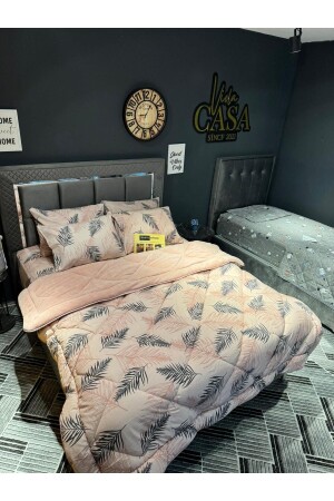 Çift Kişilik Welsoft Pufidik Uyku Seti (LASTİKLİ ÇARŞAFLI) Pudra Tüy - Violacasa