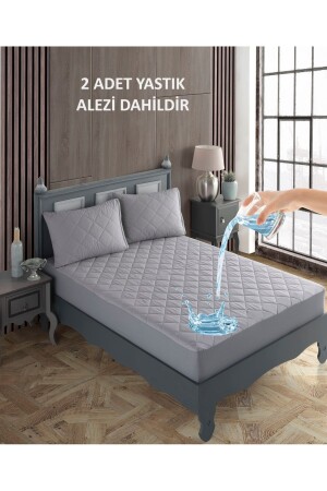 Çift Kişilik Yastıklı Yatak Alez Seti %100 Pamuk Kapitone Su Sıvı Geçirmez Yatak ve Yastık Koruyucu - Sevilya