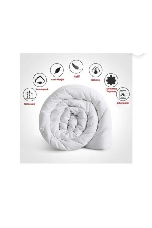 Eco Night Çift Kişilik Yorgan Yastık Set Microfiber Beyaz Yorgan Kışlık Termal Pmuk Yorgan Seti Flores gri - 8