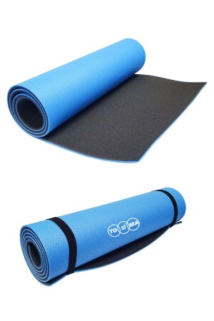 Çift Taraflı 8mm Pilates Minderi Egzersiz Minderi Yoga Matı Pilates Matı Mavi TSPM-0254 - 1
