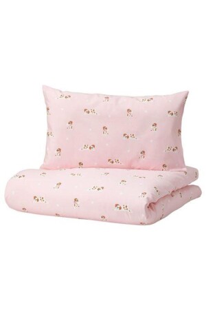 Doppelseitiges Baby-Bettbezug-Set Meridyendukkan, rosafarbenes Hundemotiv, 110 x 125/35 x 55 cm, 8782y7 - IKEA