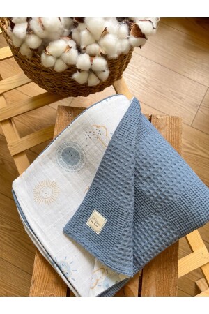 Çift Tarafli Müslin Bebek Battaniyesi Çok Amaçlı Müslin Örtü Müslin Bebek Örtüsü 100x100 - Milna Baby&Kids