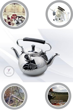 Çift Taraflı Osmanlı Motifli Alüminyum Demlik Süzgeçli Çaydanlık DİRİLİŞ-18-1453 - Yayke