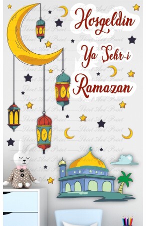 Çift Taraflı Şeffaf Ramazan Ayı Temalı Cam Duvar Süsleri Hoşgeldin Ramazan Sticker Seti rraŞEFFAF - 3