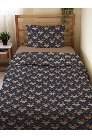Çift Taraflı Yılbaşı Özel Desenli Çarşafsız 2'li Takım Baskılı Tek Kişilik Nevresim Takımı 15716 - Evmila