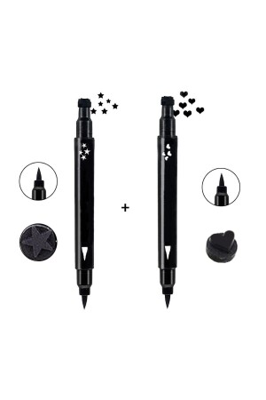 Çift Uçlu Eyeliner Yıldız Ve Kalp Desenli 2li Ekonomik Set - 2