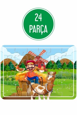 Çiftçi Çocuk Ve At Arabası, Oyun Parkı, Deniz Ve Tatil, Denizaltı Ahşap Puzzle Seti PUZZ1626 - 3