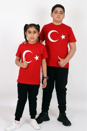 Çiko Kids Türk Bayraklı Pamuklu Çocuk T-shirt (UNİSEX) 5-13 Yaş - 1