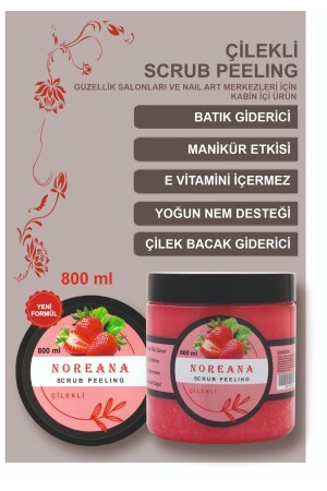 Çilekli 800ml Scrub Peeling & Çilek Bacak Giderici & Salon Boy - 2