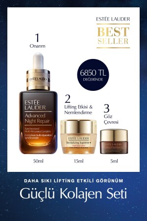 Cilt Bakım Seti - Advanced Night Repair Serum 50ml Göz Kremi 5ml Supreme Soft Nemlendirici 15ml ELTY32 - 3