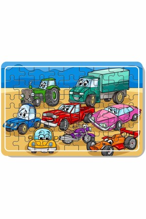 Çimento Arabası, Itfaiye, Arabalar 54 Parça Ahşap Puzzle A41700 - 5