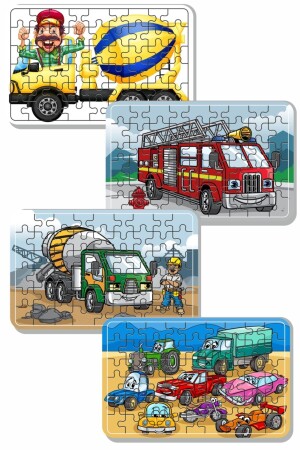 Çimento Arabası, Itfaiye, Arabalar 54 Parça Ahşap Puzzle A41700 - 1