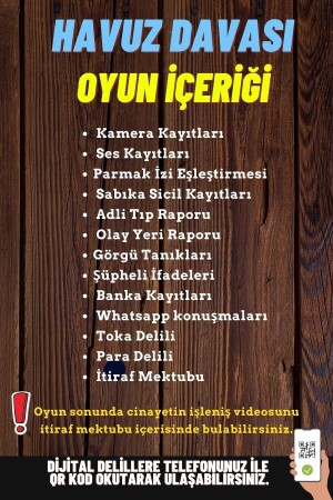 Cinayet Çözme - Dedektif Oyunu - Katil Kim Oyunu - Suçlu Kim - Suç Çözümleme Oyunu - Havuz Davası - 6