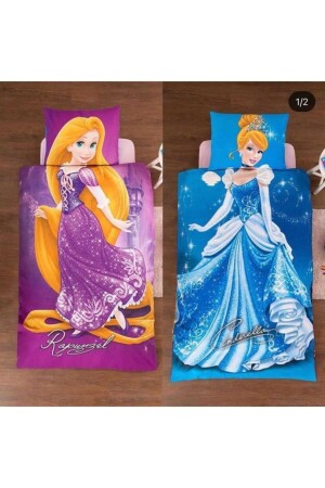 Cindrella&rapunzel Doppelseitiges lizenziertes Einzelbettbezug-Set pidora-rapunzel1 - 3