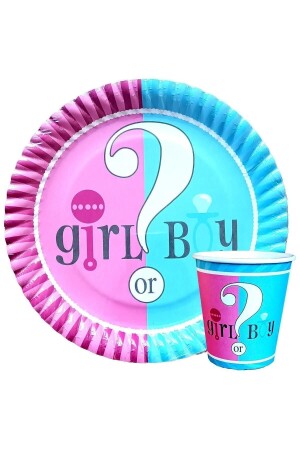 Cinsiyet Partisi Girl or Boy Temalı 8 li Bardak Tabak Set - Patladı Gitti
