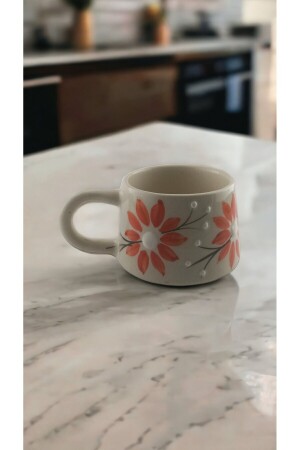 Ciporcal handgefertigte Keramiktasse mit besonderem Design, Dahlie, Orange - 1