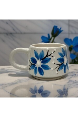 Ciporcal handgefertigte Keramiktasse mit besonderem Design, Dahlieblau - 4