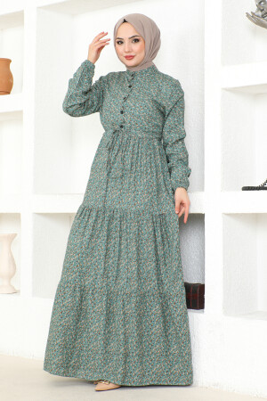 Çıtır Desen Düğmeli Elbise - Msk Fashion