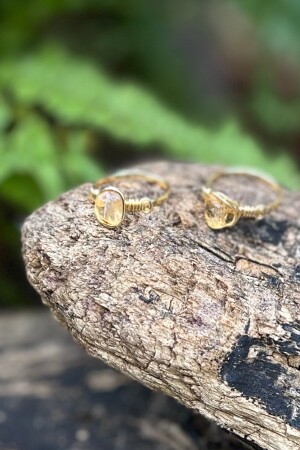 Citrin (Geldstein) Natursteinring I Verstellbarer vergoldeter Ring I Minimalistisch - 4