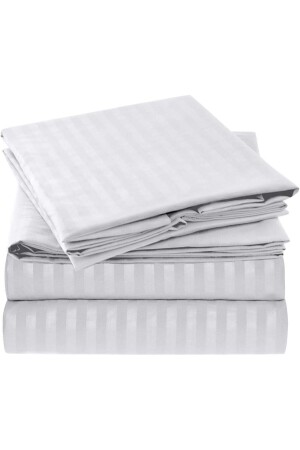 Çizgili Pamuk Saten Lastiksiz Çarşaf 180x260 240x260 Tek Kişilik - Çift Kişilik Otel Çarşafı - Good Morning