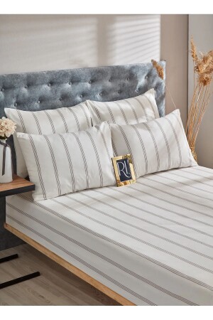 Çizgili Pamuklu Lastikli Çarşaf Yastık Kılıfı Tek Kişilik - Çift Kişilik - Battal boy İpliğe boyalı - Essehm