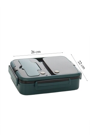 Ckr Çelik Isı Yalıtımlı 3 Bölmeli Yemek Termosu Beslenme Kutusu Lunchbox Sefer Tası - Yeşil - 4