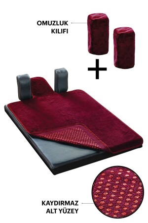 Claret Red Pilates Reformer Towel Shoulder Pad Cover, Anti-Slip Reformer Mat Towel REFTOWELOMZ - 3