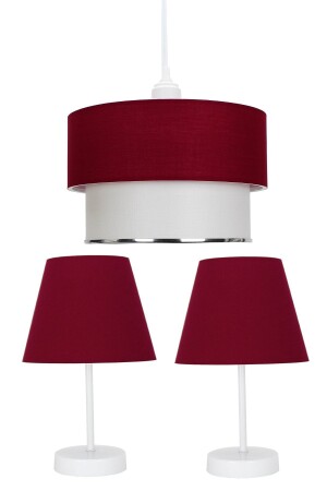 Claret Red Triple Lampenschirm und Kronleuchter Set Schlafzimmerbeleuchtung luksev-100 - 2