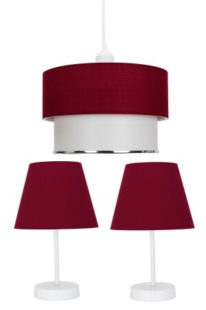 Claret Red Triple Lampenschirm und Kronleuchter Set Schlafzimmerbeleuchtung luksev-100 - 4