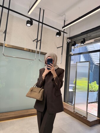 Classy Blazer Takım - Kahve - Nuuwears