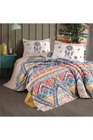 Clasy Double 4 Season Quilted Duvet Cover Set Boho Beige Ç. K 4 Jahreszeiten Boho - 1