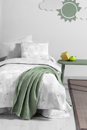 Clouds Bamboo Cotton Baby Duvet Cover Set Green BAMCLOYSLB - 1